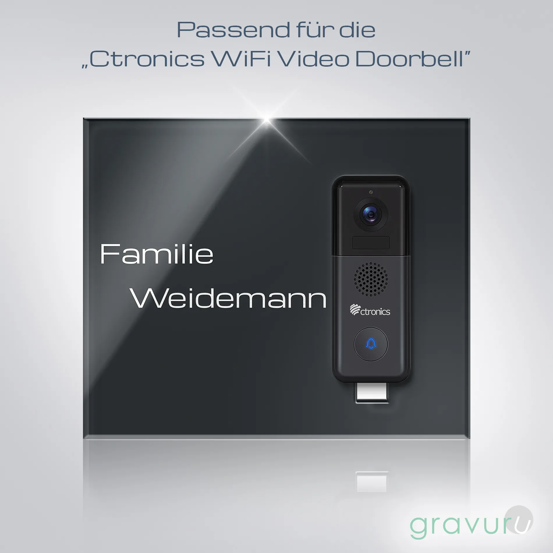 Funktürklingel Schild für die Ctronics aus Acrylglas mit graviertem Wunschtext – Bild 4