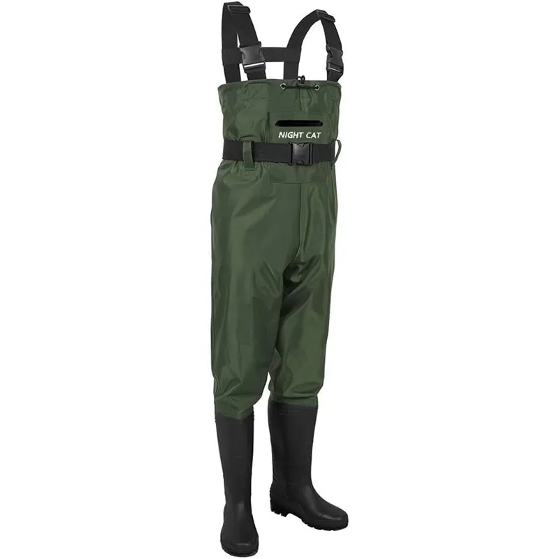 Night Cat Wathose Herren Damen Frauen Wathose mit Stiefeln Wasserdichte Atmungsaktive Crosswater Waders – Bild 2