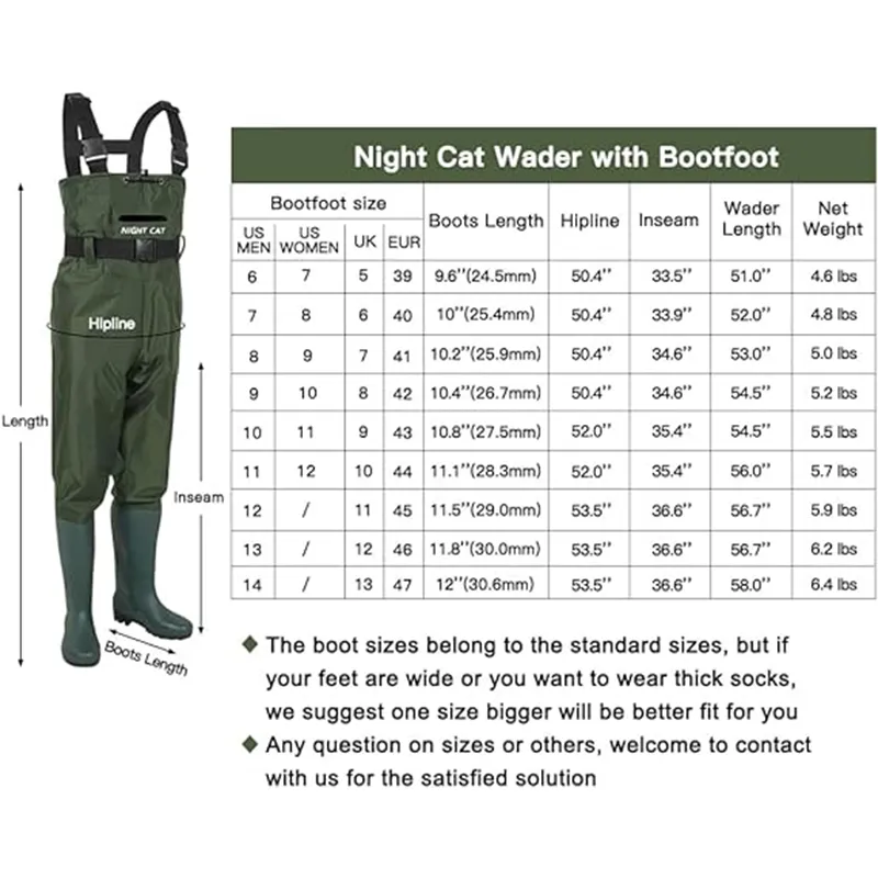 Night Cat Wathose Herren Damen Frauen Wathose mit Stiefeln Wasserdichte Atmungsaktive Crosswater Waders – Bild 7
