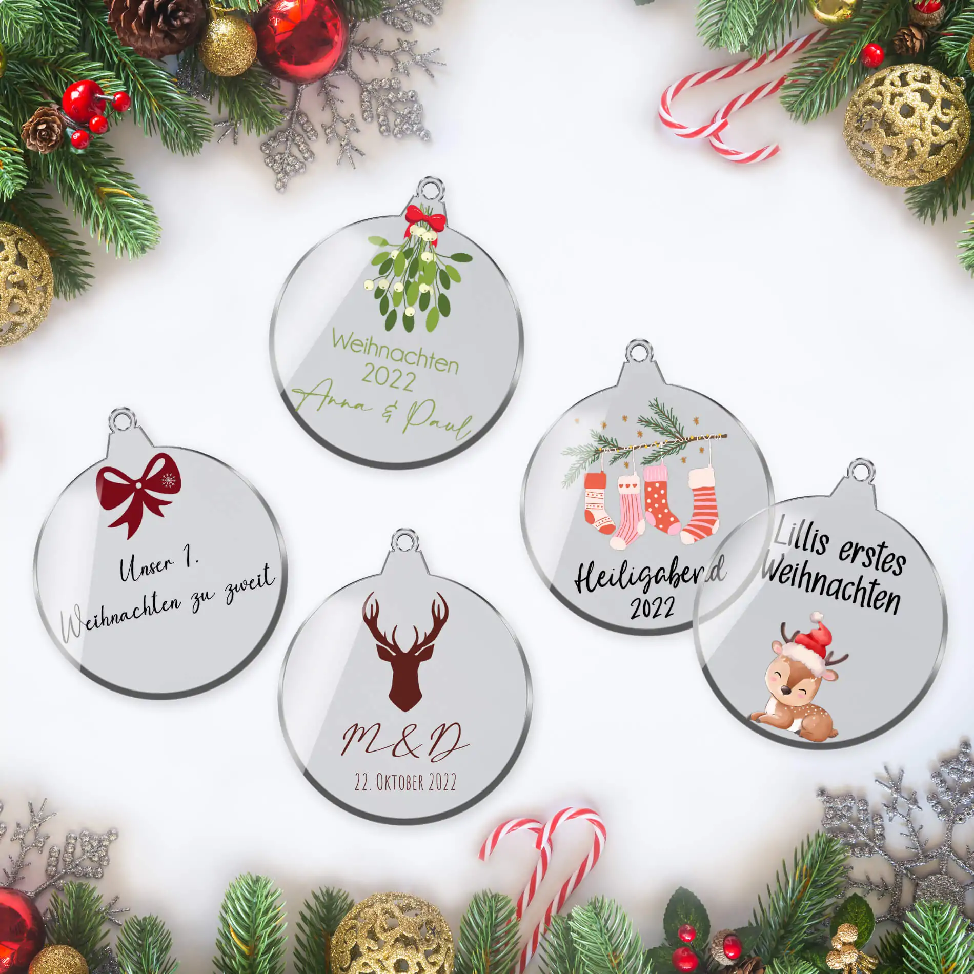 Individuelle Tannenbaumkugel mit niedlichen Designs und Deinem Text – Bild 6