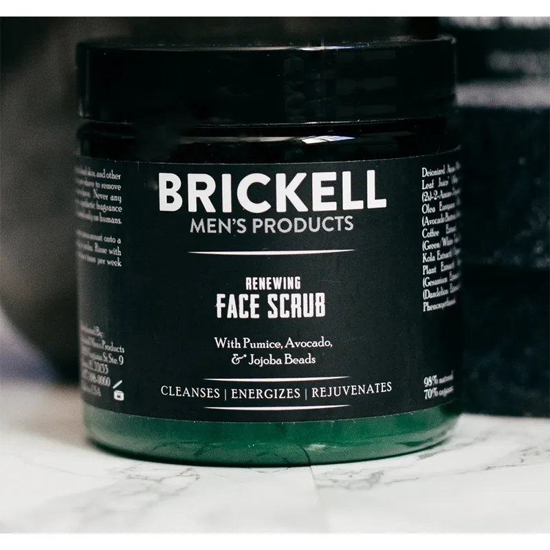 Brickell Men‘s Renewing Face Scrub – Natürliches und organisches Gesichtspeeling für Männer – Porentiefe Gesichtsreinigung mit Jojoba Perlen, Kaffee-Extrakt und Bimsstein – Bild 4