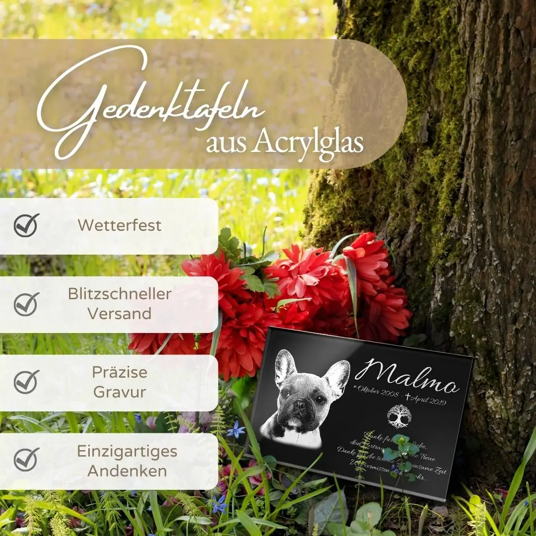 Gedenktafel | Grabschmuck für Tiere mit Foto-Gravur 30×20 cm – Bild 2