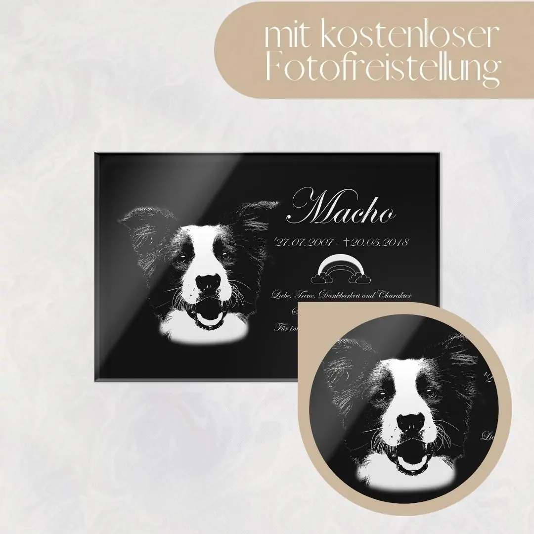 Gedenktafel | Grabschmuck für Tiere mit Foto-Gravur 30×20 cm – Bild 3