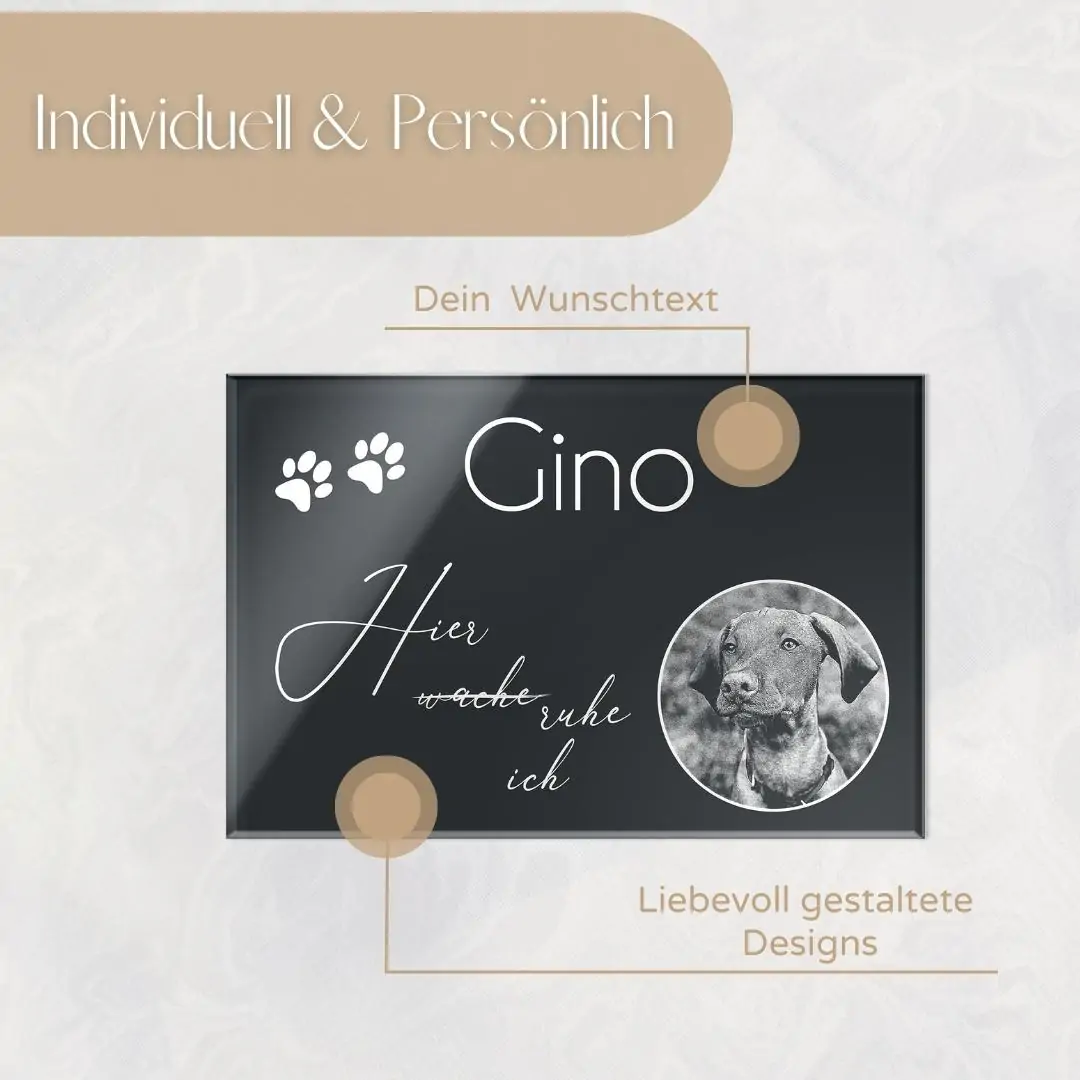 Gedenktafel | Grabschmuck für Tiere mit Foto-Gravur 30×20 cm – Bild 4