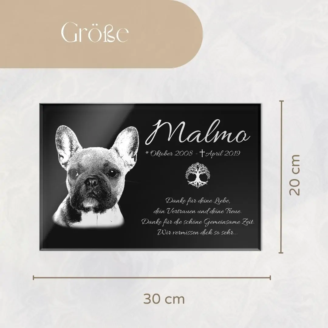 Gedenktafel | Grabschmuck für Tiere mit Foto-Gravur 30×20 cm – Bild 5