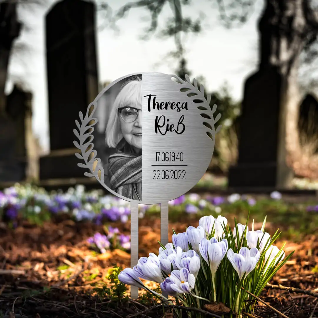 Edelstahl Grabstecker mit Fotodruck und Wunschtext – Bild 4