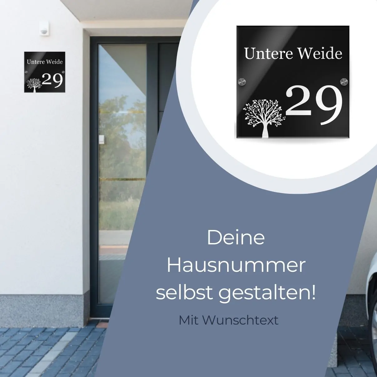 Hausnummer mit Gravur aus Hochglanz Acrylglas in 23×12 cm – Bild 5