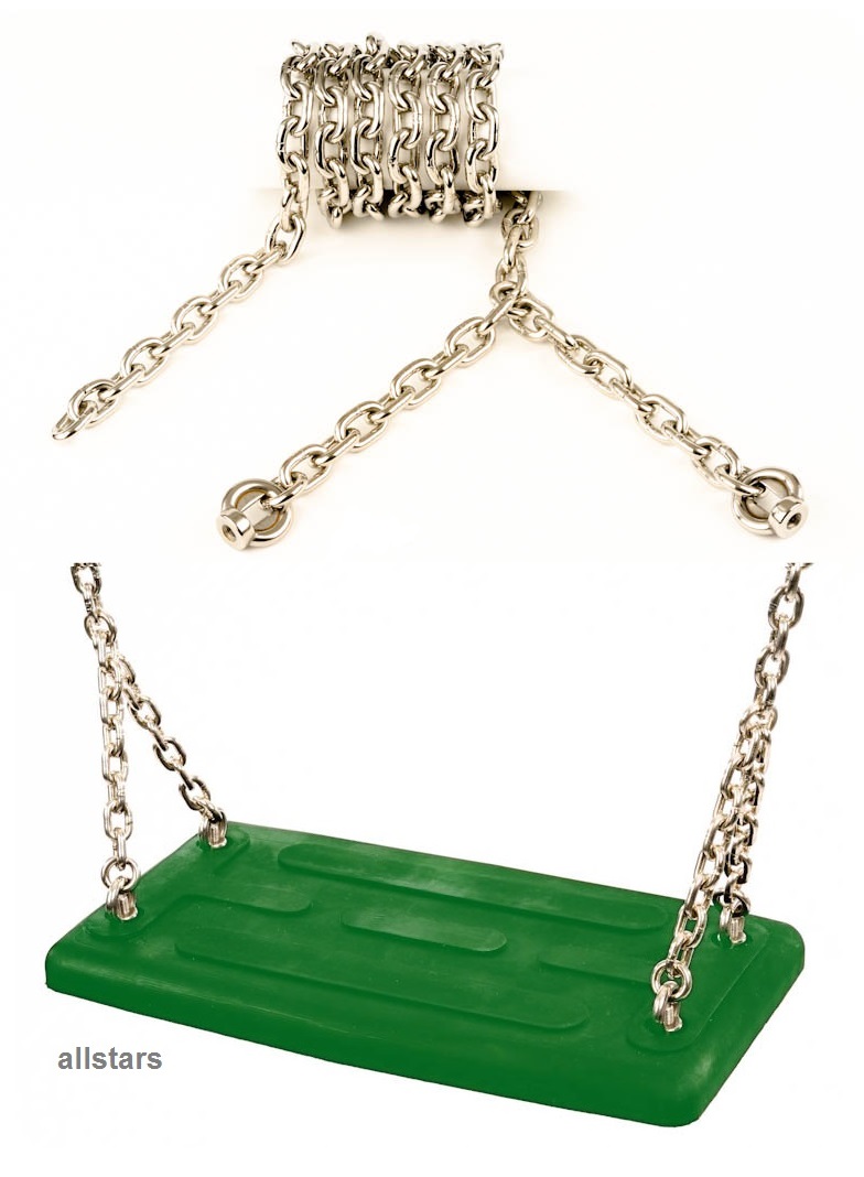 Beckmann Schaukelsitz „Typ 2A“ Schaukel Gummi mit Alu-Verstärkung grün und Kette Edelstahl