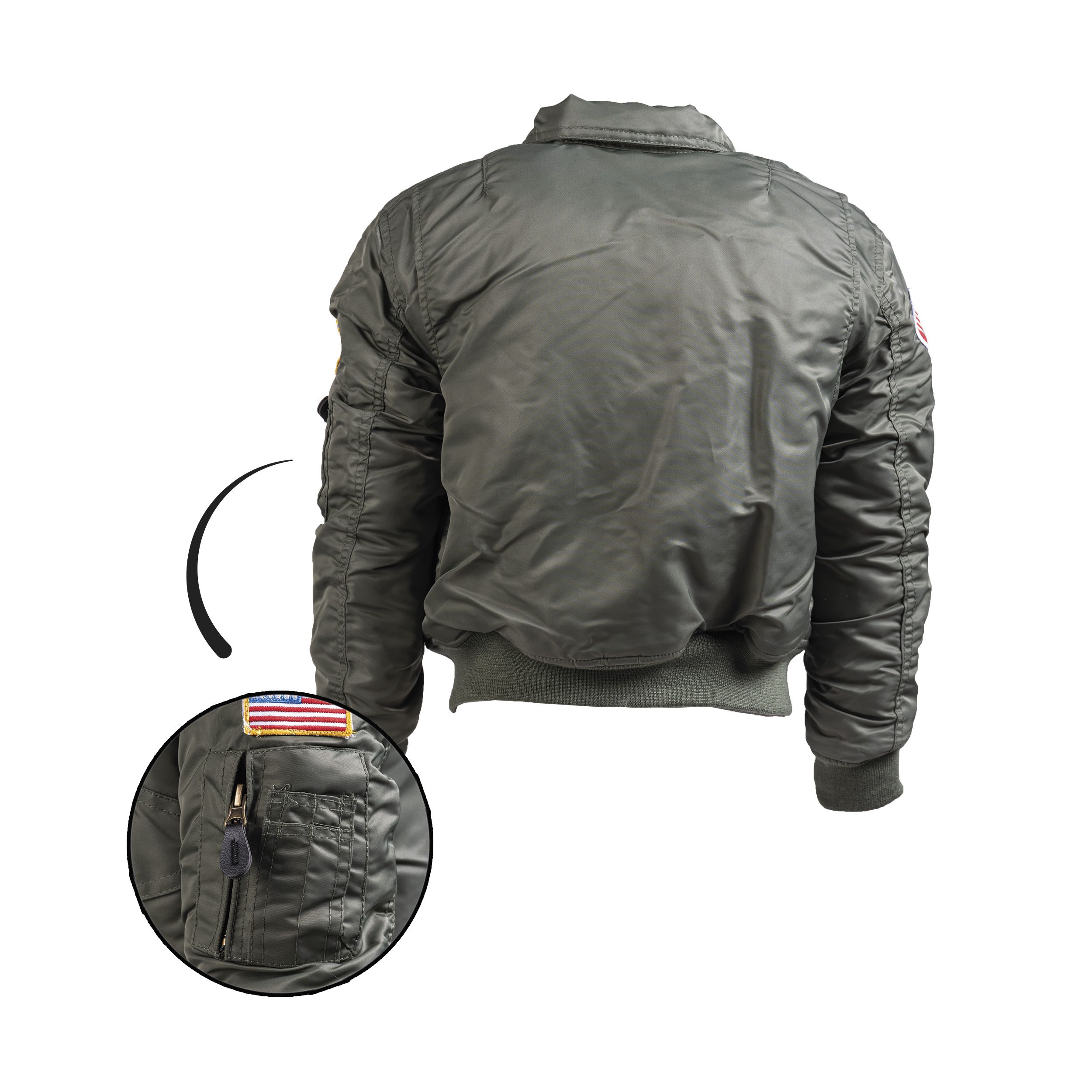 US CWU Kids-Pilotenjacke oliv – Bild 2