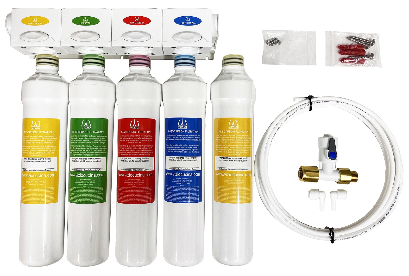 Komplette Anlage, 5 wege Armatur, Sprudelanlage, CO2 Druckminderer und 4 Stadien Filterset – Bild 5