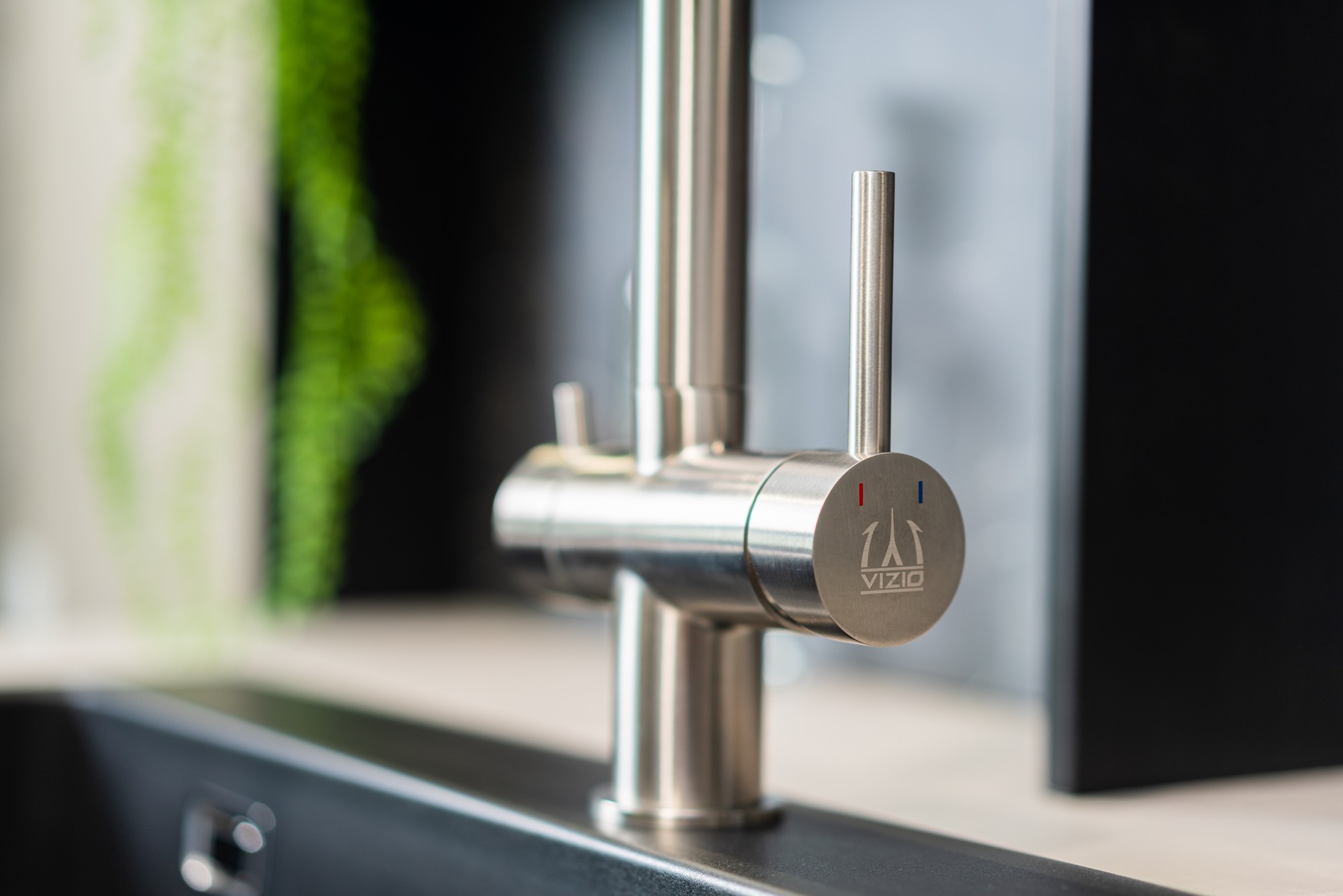 NIEDERDRUCK 3 Wege Wasserhahn Küchenarmatur, Edelstahl Massiv mit 360° schwenkbarem Auslauf, abnehmbare 2 strahl Handbrause, Gebürstet / Blau – Bild 8