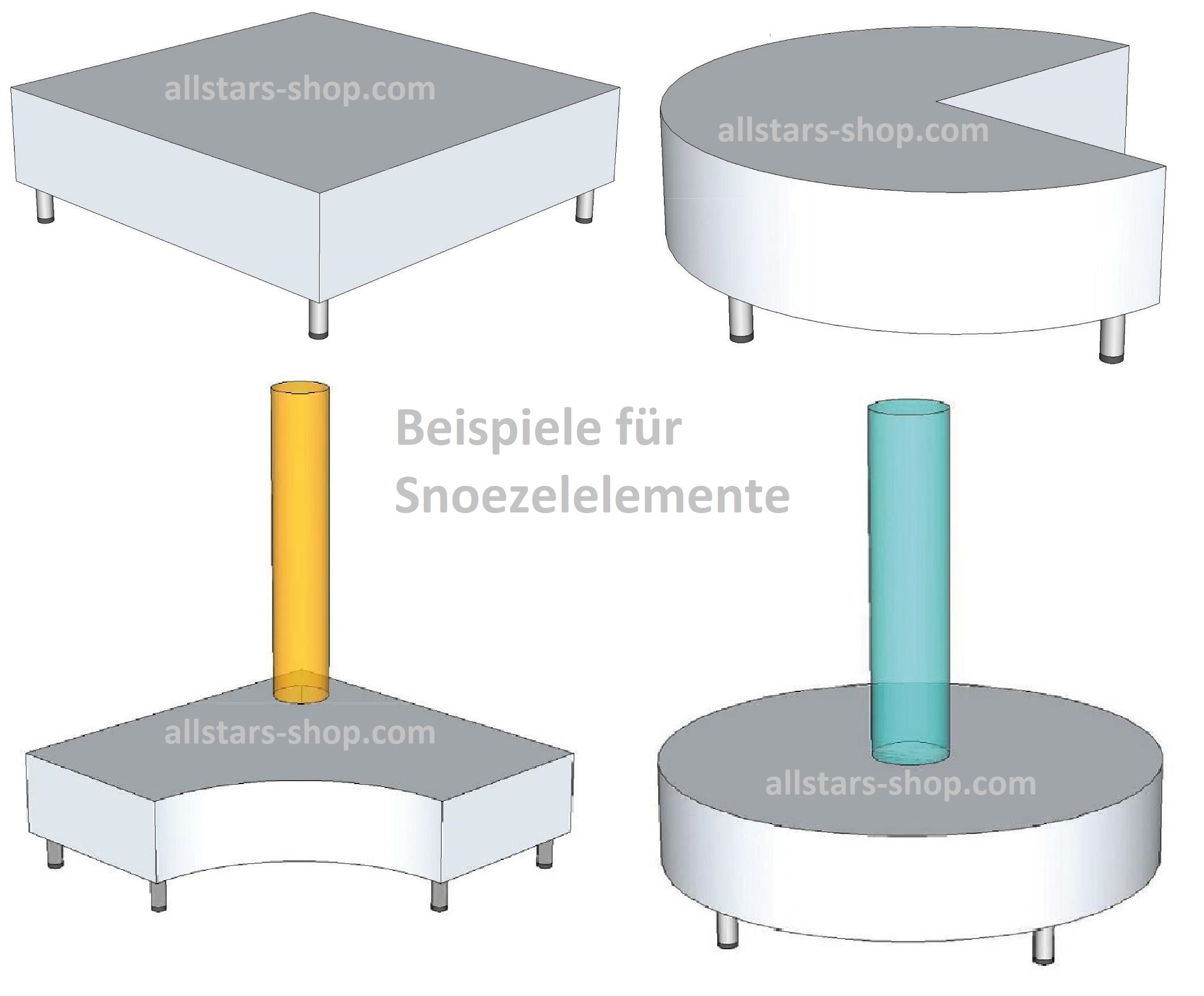 Bänfer Snoezel Element Podest Viertelkreis weiß Therapieraum Kombi-Kern – Bild 2