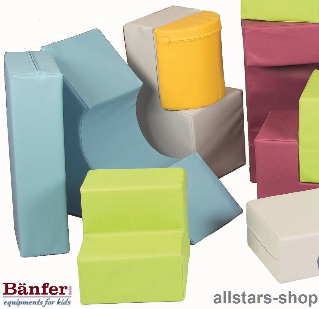 Bänfer Kids Softbausteine Maxi Motorik-Bausteine-Satz 21-teilig mit Kunstleder – Bild 2
