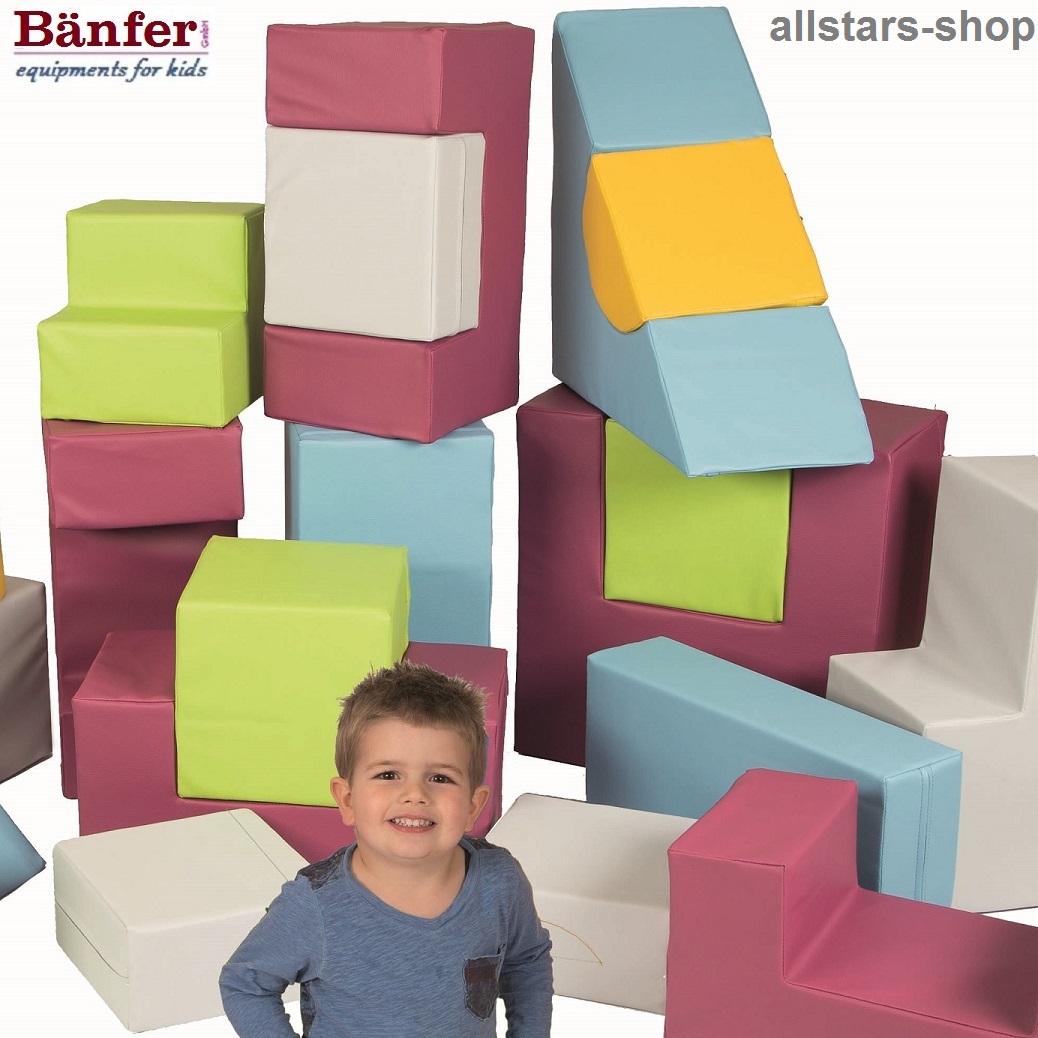 Bänfer Kids Softbausteine Maxi Motorik-Bausteine-Satz 21-teilig mit Kunstleder – Bild 3