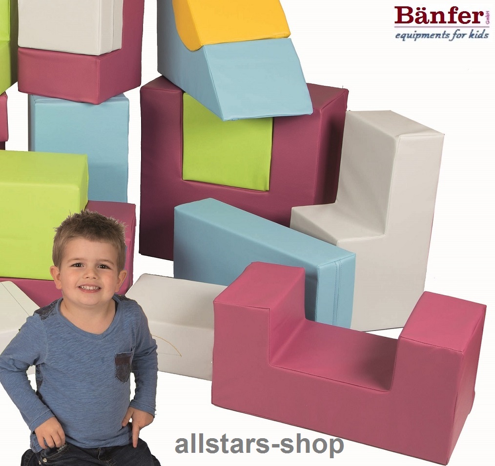 Bänfer Kids Softbausteine Maxi Motorik-Bausteine-Satz 21-teilig mit Kunstleder – Bild 4