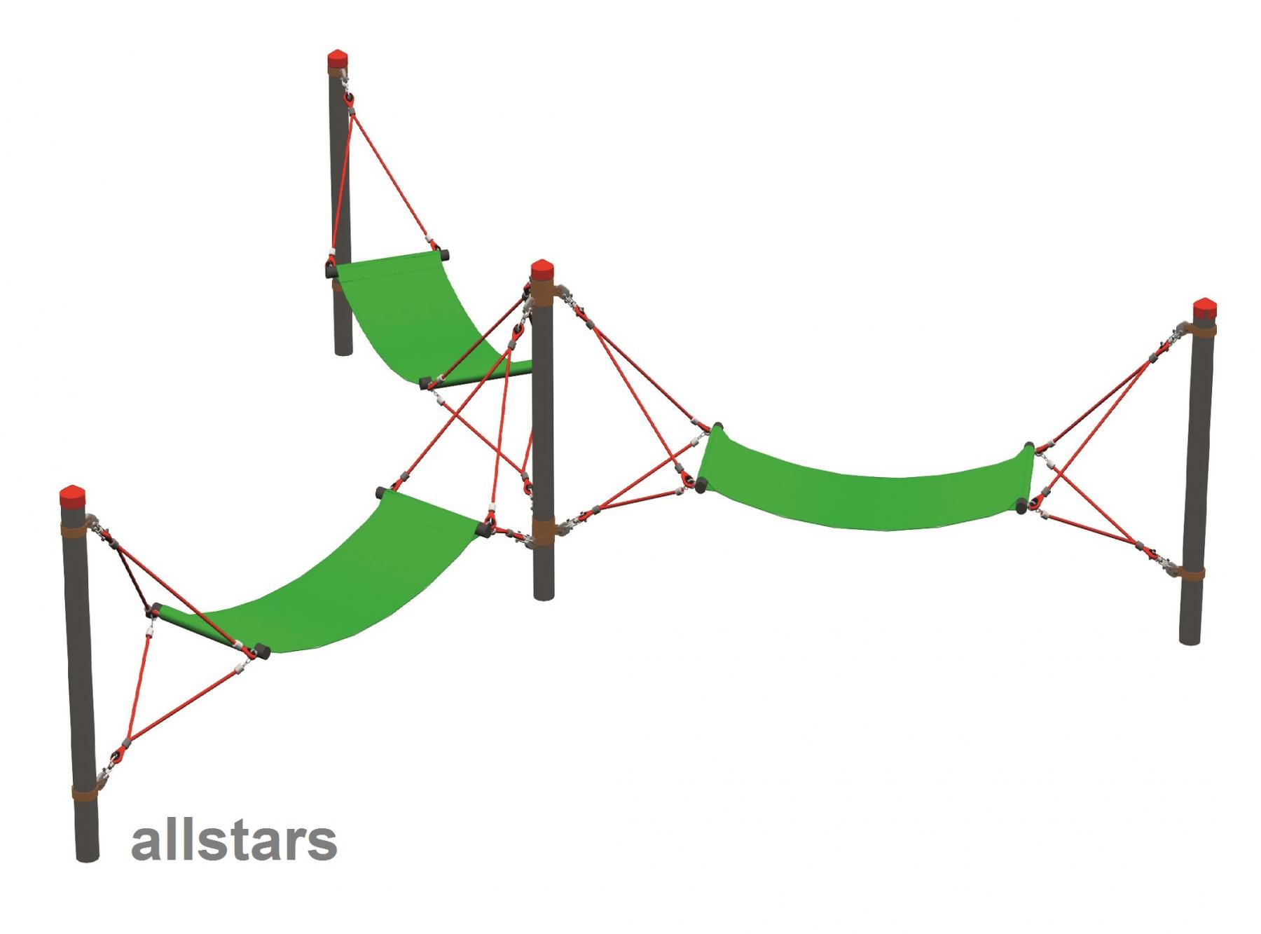 HUCK Hängematten-Trio Hängematte Polyesterhängematte 3-er-Set öffentlicher Spielplatz