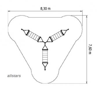 HUCK Hängematten-Trio Hängematte Polyesterhängematte 3-er-Set öffentlicher Spielplatz – Bild 2