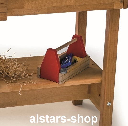 Werkbank aus Holz Massivholz für Kindertagesstätte Spielwerkbank mit Schraubstock drehbar allstars – Bild 3