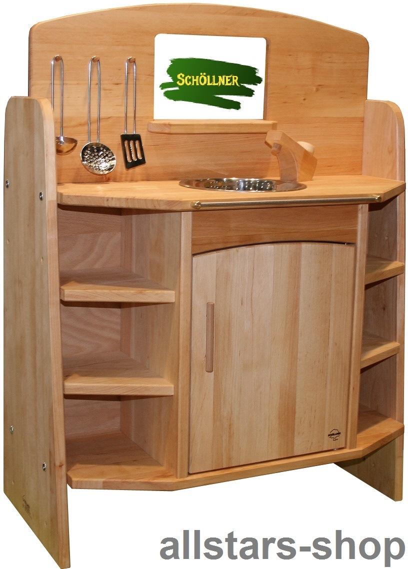 Schöllner Spielküche Kinderküche Pantryküche CULINA Küchenblock 4 Kochflächen Regale Holz – Bild 4