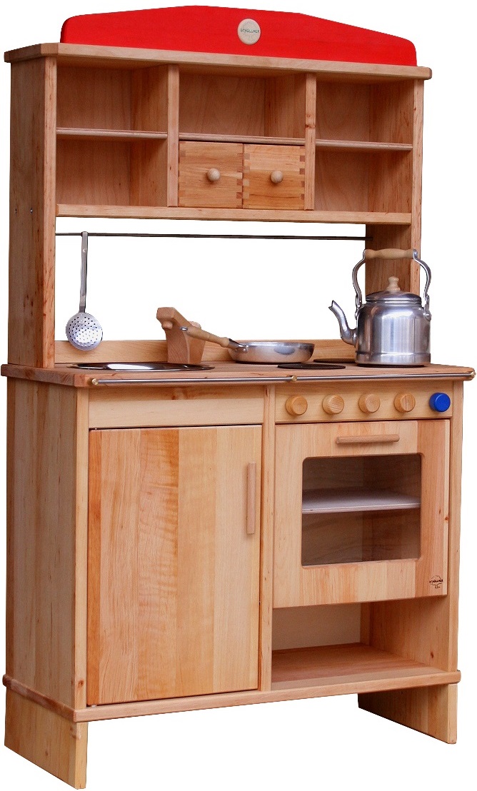 Kinderküche – Millenium – kompakte Spielküche mit Regalaufsatz Schöllner