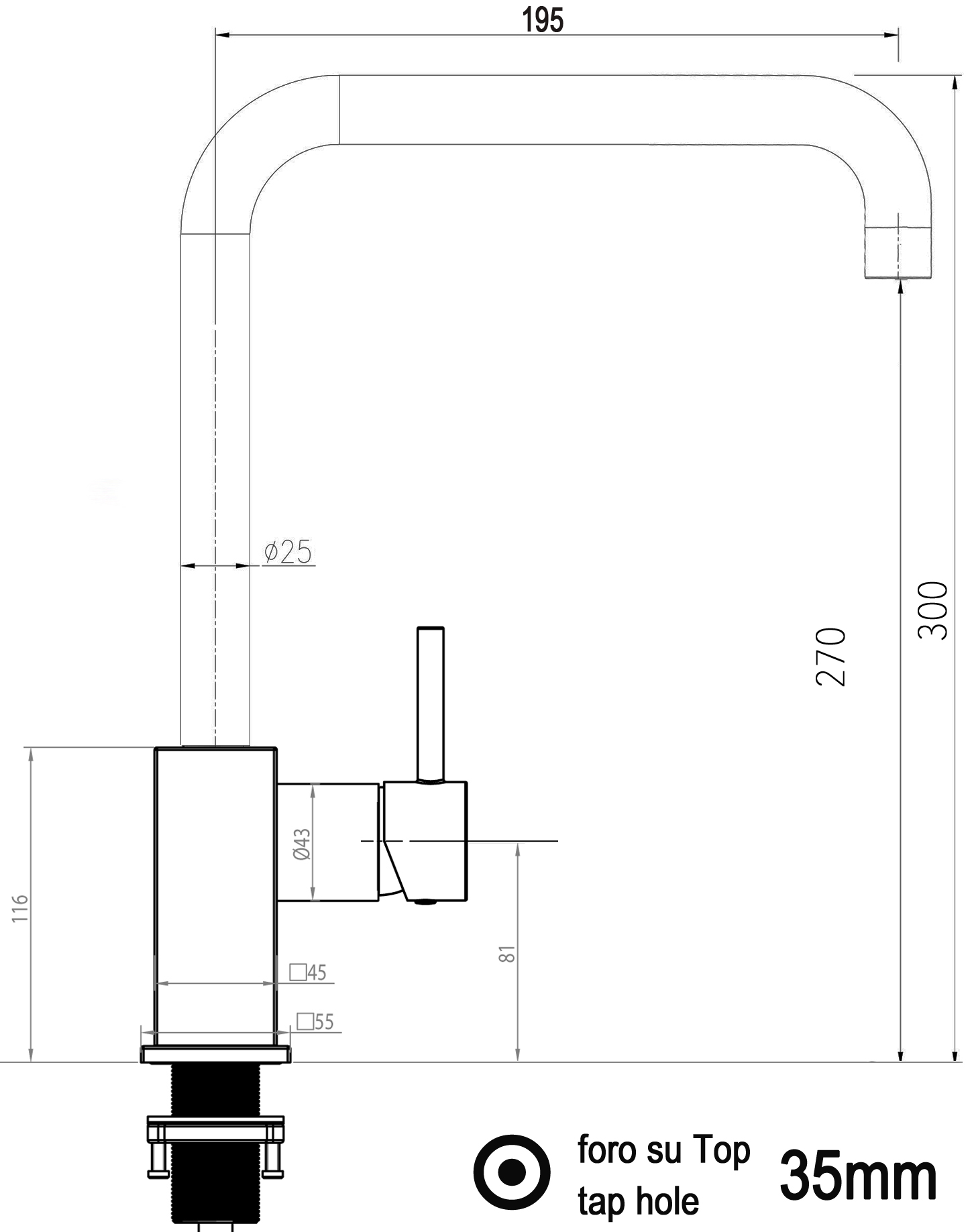Wasserhahn Küchenarmatur, QU, mit 360° schwenkbarem N-Auslauf, Verchromt – Bild 2